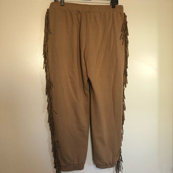Kittenish Fringe Tan Joggers - Picture 4 of 6